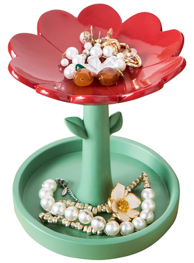 花朵首饰收纳托盘摆件高级感小众陶瓷珠宝手饰放置梳妆台高档精致