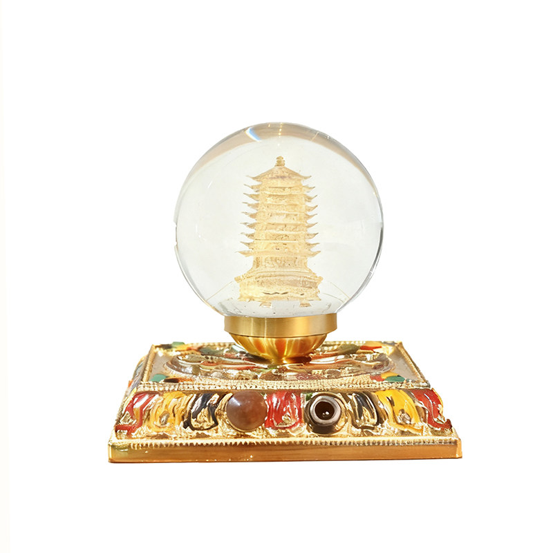 珐琅彩水晶球文昌塔佛前供灯