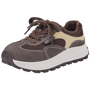 热风加绒休闲鞋女款2025年冬季新款厚底百搭德训鞋增高运动女鞋子