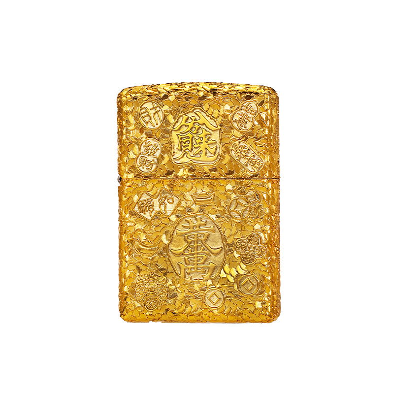 zippo正品镀金防风煤油打火机