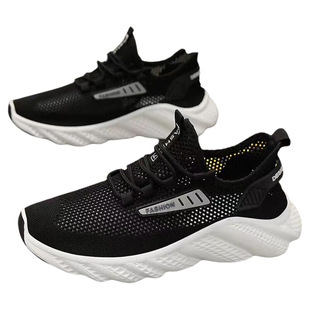 2024夏季新款毒液男鞋透气防臭运动网鞋青少年软底跑步飞织鞋防滑