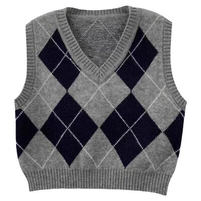 送运费险~菱格短款针织马甲女装