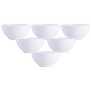 乐美雅玻璃碗耐高温吃饭碗白色浮雕餐具家用小碗高级感米饭碗6只