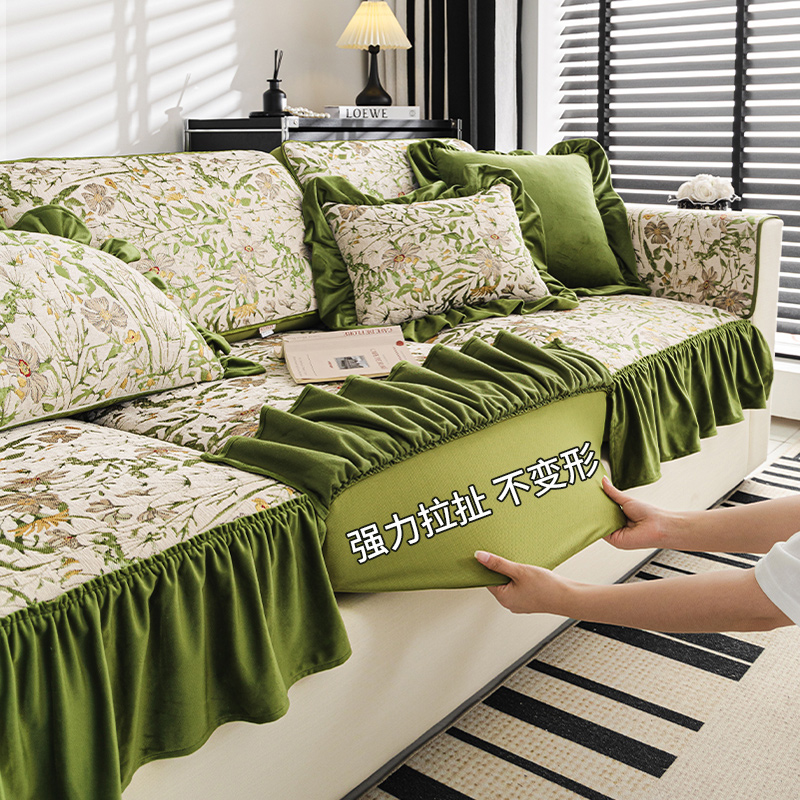 欧式沙发套罩2025新款美式复古沙发垫四季通用固定防滑直排三人位
