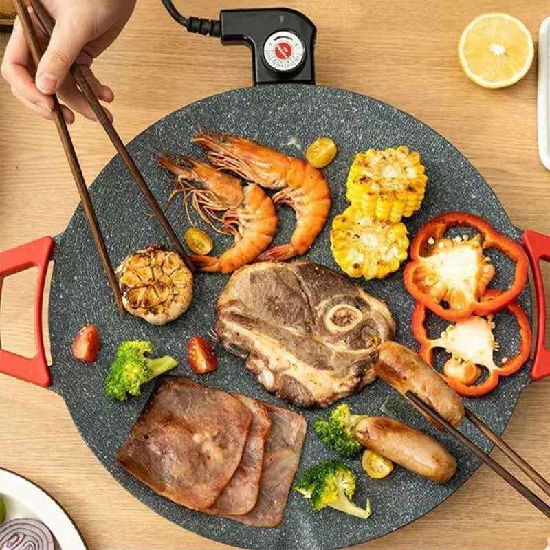 韩式家用电烤盘多功能烧烤炉麦饭石烤肉烤锅无烟不粘烤盘无油烟
