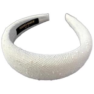 小香风细闪白色高颅顶宽发箍蓝色厚海绵头箍2025新款春夏头饰女