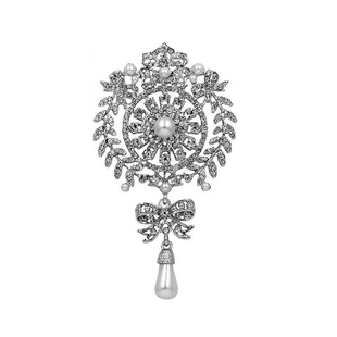 大盾牌镶钻珍珠胸针女高档气质外套胸花复古西装别针防走光配饰潮