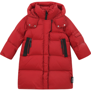 女童三防90白鸭绒羽绒服冬装2025新款儿童加厚保暖女孩中长款外套