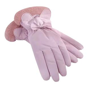 啄木鸟手套女2025冬季新款加厚保暖可触屏骑行电动车加绒防寒手套