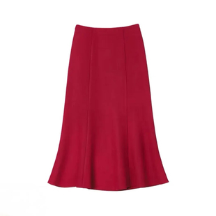 【红黑舞会】官方经典款冬新款优雅高腰垂感鱼尾裙女松紧腰半身裙