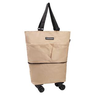 手提旅行包女购物袋折叠手提袋买菜包带轮子拖轮袋子小拉车行李袋