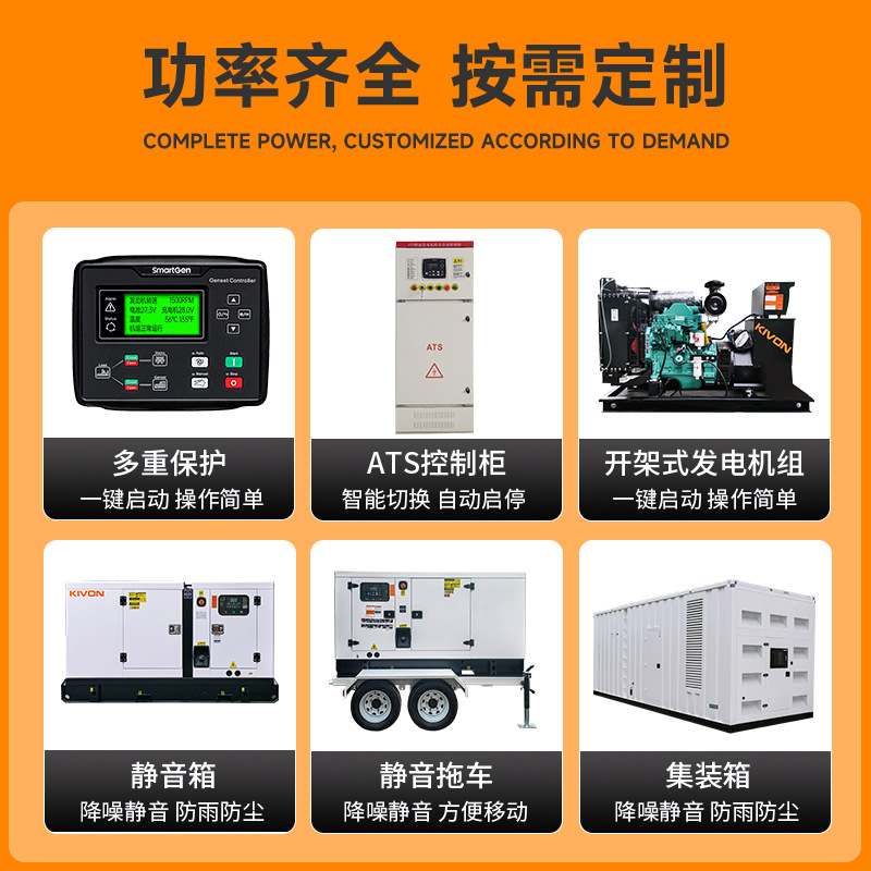 30kw50kw60kw80kw100kw150/200kw玉柴柴油发电机组静音免维护联保