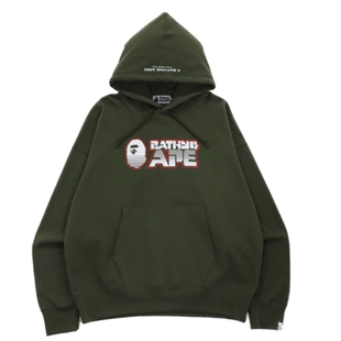 BAPE男装秋冬猿人字母撞色印花套头连帽卫衣11403XH