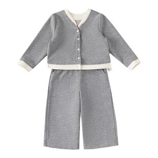 女童套装2026春季新款撞色假两件套儿童春秋款卫衣套装春装童装潮