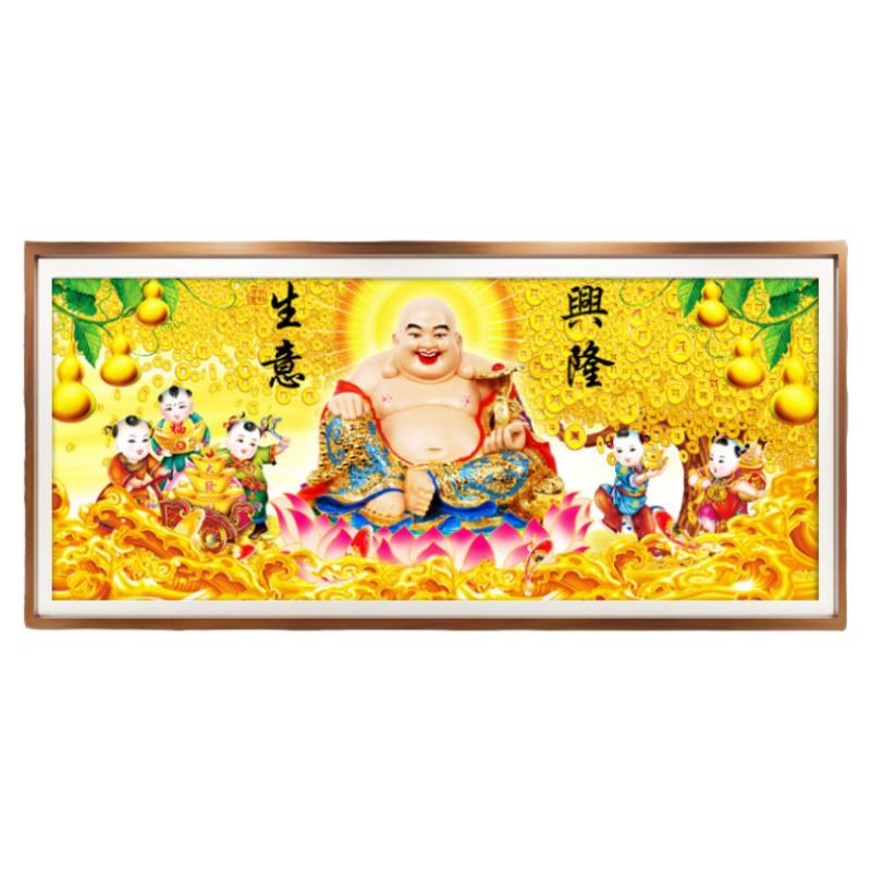 5d生意兴隆钻石画大肚弥勒佛像店铺全贴砖点钻十字绣新款笑口常开