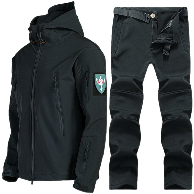 户外冲锋衣套装男女冬季抓绒加厚保暖软壳登山滑雪服外套防风防寒
