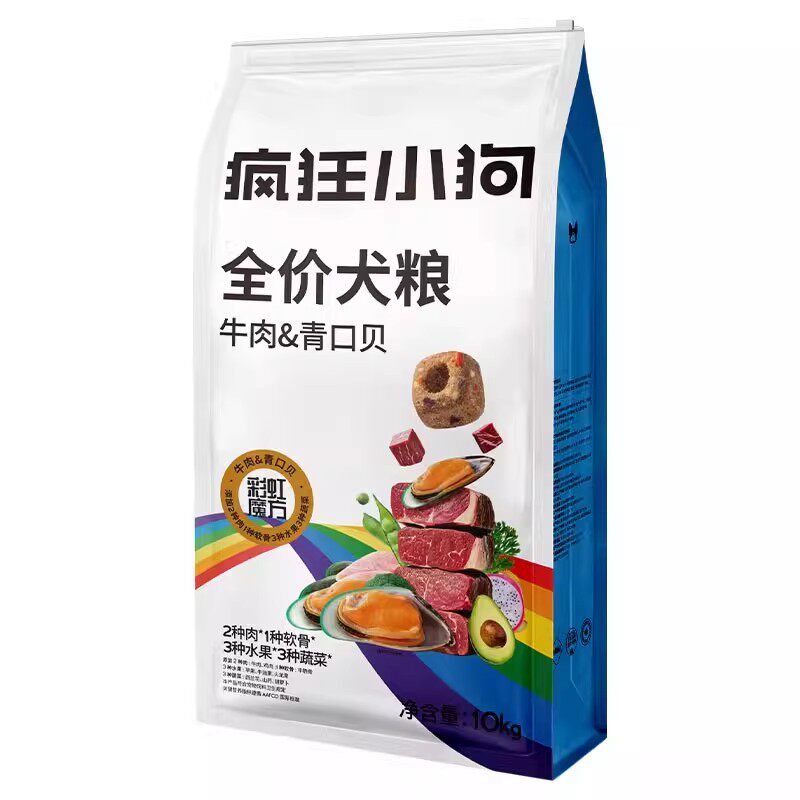 疯狂小狗狗粮牛肉青口贝全价犬粮小中大型犬通用型改善骨关节10kg