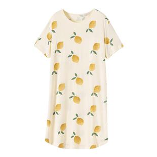 顶瓜瓜儿童睡裙女童莫代尔夏薄款带胸垫少女孩短袖睡衣学生中大童