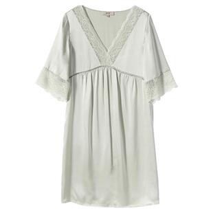 金三塔100%桑蚕丝睡裙女真丝蕾丝纯色舒适宽松丝绸睡衣新品