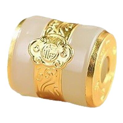 天然和田玉路路通金镶玉送礼小吊坠18K真金装饰项链配饰女生颈饰