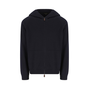 LORO PIANA 诺悠翩雅男藏蓝baby羊绒LP拉链帽衫 25秋冬意大利代购