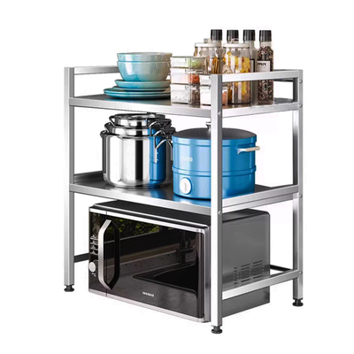 厨房不锈钢台面层架置物架放锅架子一层二层两层微波炉烤箱置物架