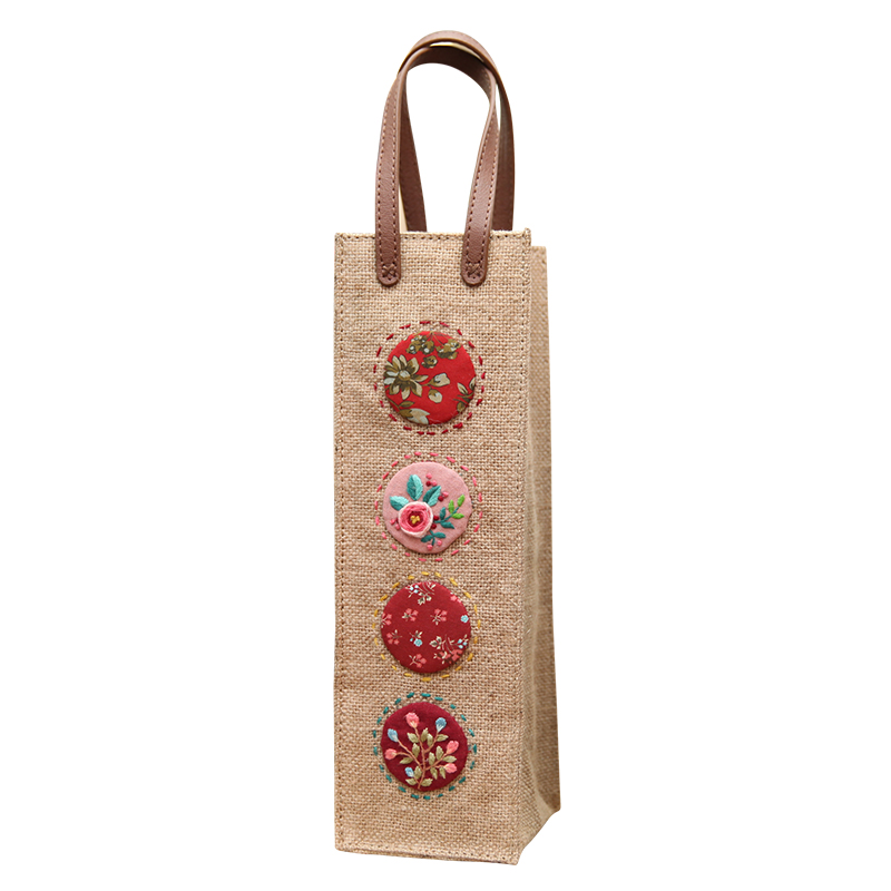 刺绣手工制作红酒袋子立体欧式绣花创意礼品布艺绣品收纳丝带绣
