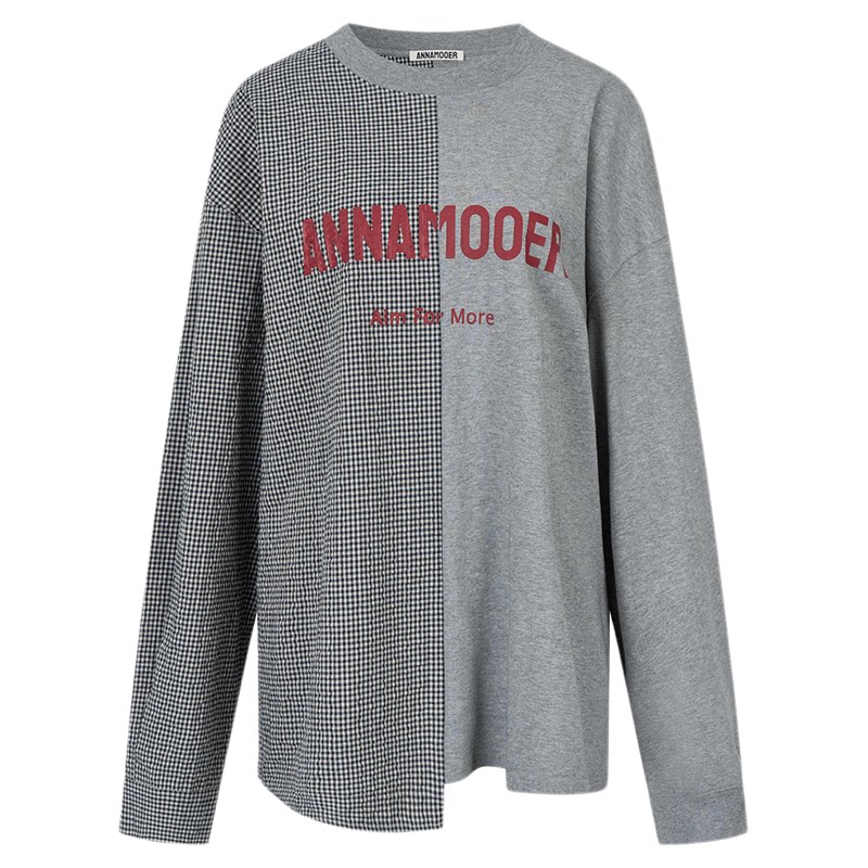ANNAMOOER秋冬纯棉拼接卫衣T恤女