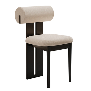 设计师创意餐椅中古风实木羊羔绒复古椅靠背书椅休闲化妆凳河马椅