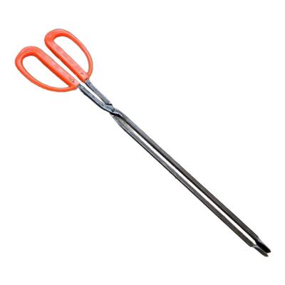 一体铁火钳垃圾夹长柄扁头红胶柄
