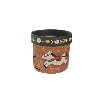 植想小马粗陶手绘创意花盆