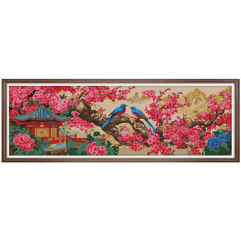 印花十字绣梅花喜鹊喜上眉梢自绣