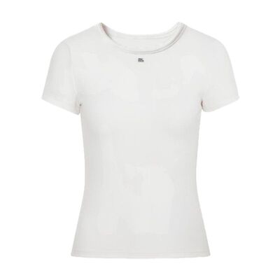 ChicChick时髦小鸡新品 万用内搭 高棉花边logo 白色正肩短袖T恤