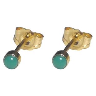 新款s925银针镶嵌迷你绿松石耳钉女精致小巧时尚气质养耳洞耳饰