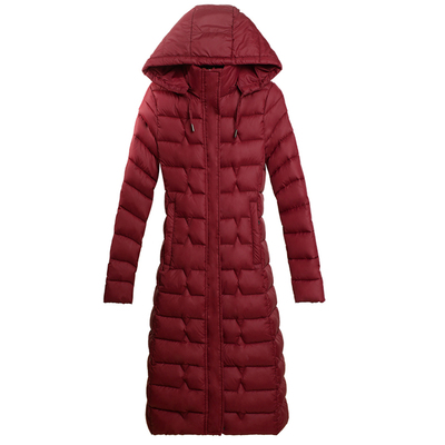 双面走线中老年轻薄款过膝棉袄女