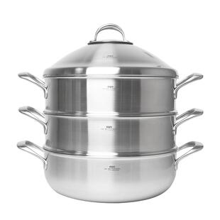 OQO欧克欧32cm家用多层蒸锅不锈钢蒸煮炖一体双层加厚大蒸笼包子