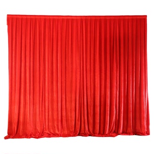 婚庆剧院风金丝绒舞台背景纱幔农家小院中式小众婚礼主题红色布幔