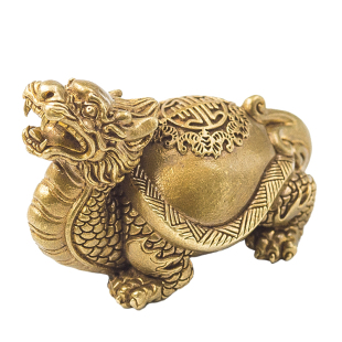黄铜霸下丨琢匠文玩原创龙龟桌面摆件纯铜茶宠玄武文房镇纸手把件