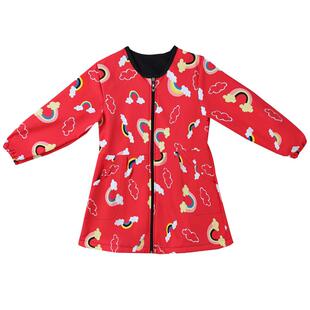 女童防水罩衣加绒羽绒服罩衫画画反穿衣秋冬宝宝长袖罩衣儿童护衣