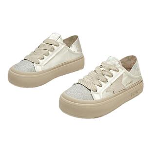 星期六休闲鞋2025年春圆头透气板鞋女爆款厚底百搭小白鞋女鞋ST