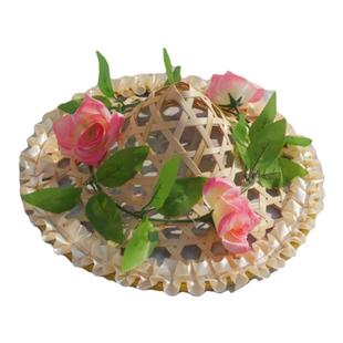 儿童斗笠舞蹈道具舞台表演花朵帽成人广场舞傣族舞蹈竹编斗笠帽子