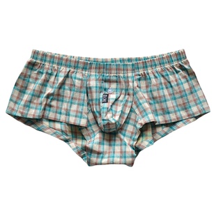 D.M男内裤低腰性感男阿罗裤棉质舒适平角裤四角裤家居格子简约松