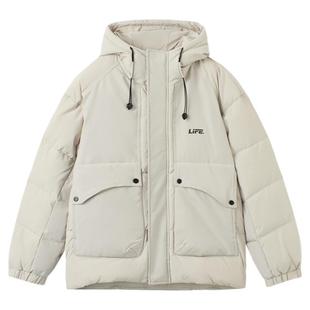 快鱼厚短款棉衣男2025年冬季立领连帽保暖棉服工装大口袋简约外套