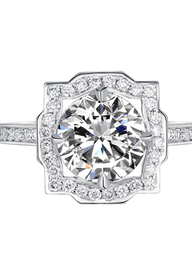 莫桑石八心八箭莲花戒指