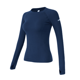 瑜伽服上衣女圆领速干运动长袖紧身户外跑步训练普拉提套装健身服