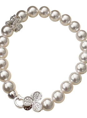 S家正圆珍珠手链百搭精致优雅轻奢简约高级感气质日常幸运草手饰