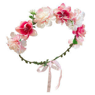 森系花环头饰花朵仙女公主发饰飘带簪花发箍女款儿童头花2026新款