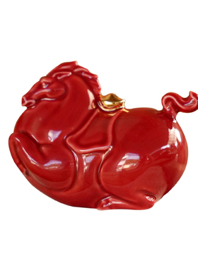 手工陶瓷马年招财创意家居摆件