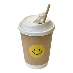 可爱韩国ins风一次性纸杯家用diy咖啡杯子加厚带盖子食品级纸吸管