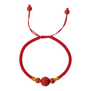 五台山八方来财手绳朱砂本命年红绳本命手绳手链招米男女款礼物